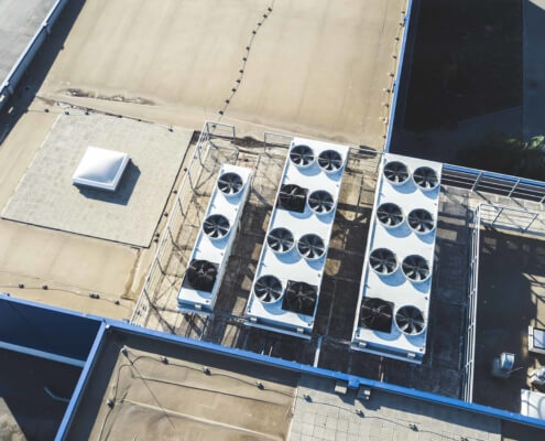 Direct over head view of a commercial roof