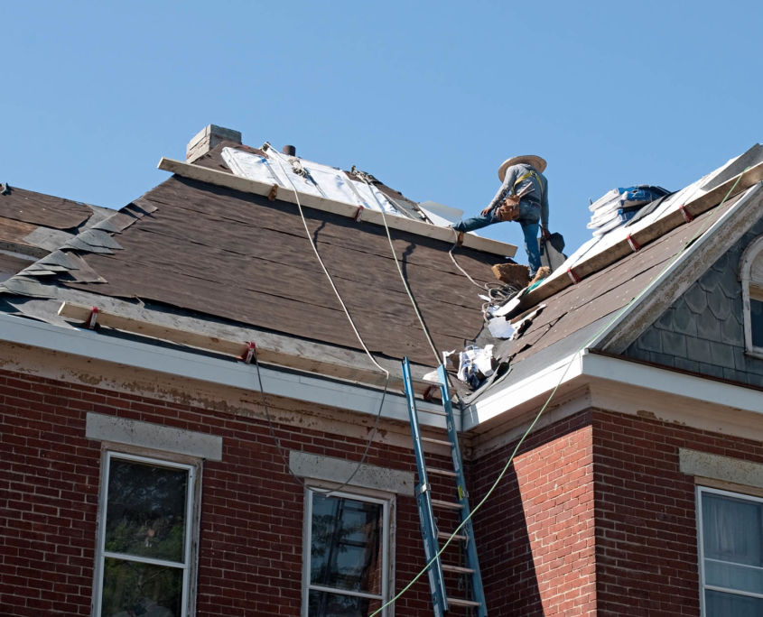 Roof replacement being done on residential home