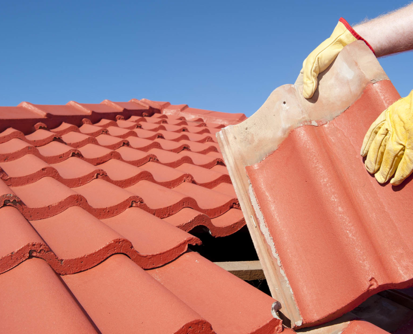 Small tile roof repair on small section