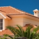 Tiled roof of a large house