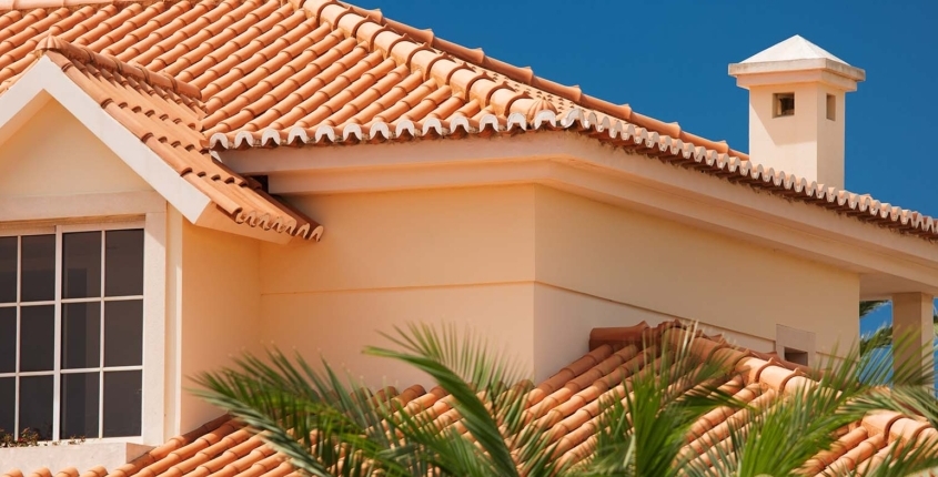 Tiled roof of a large house Tiled roof of a large house