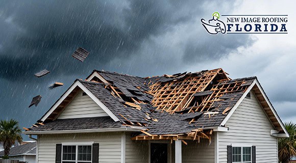 roof damage by hurricane category three